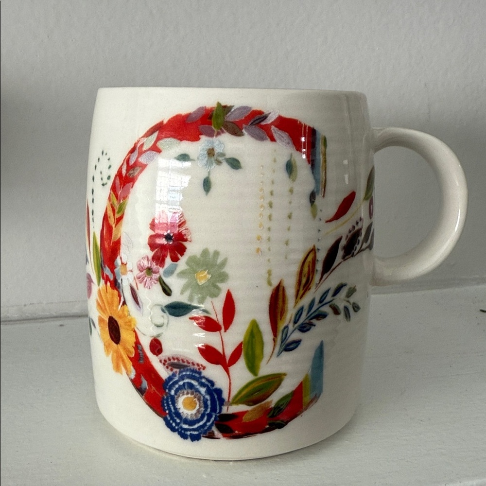 Anthropologie Monogram Letter C Starla M Halfmann Petal Palette Coffee Mug